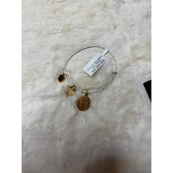 Alex and Ani Guardian Angel Charm Bangle Bracelet | Silver & Gold Tone - Picture 4 of 5